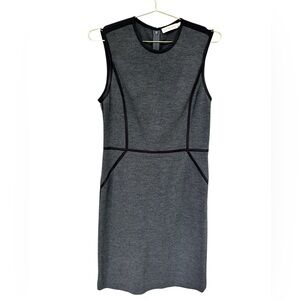 Tory Burch Marcia Charcoal Sleeveless Wool Sheath Dress, Size Large